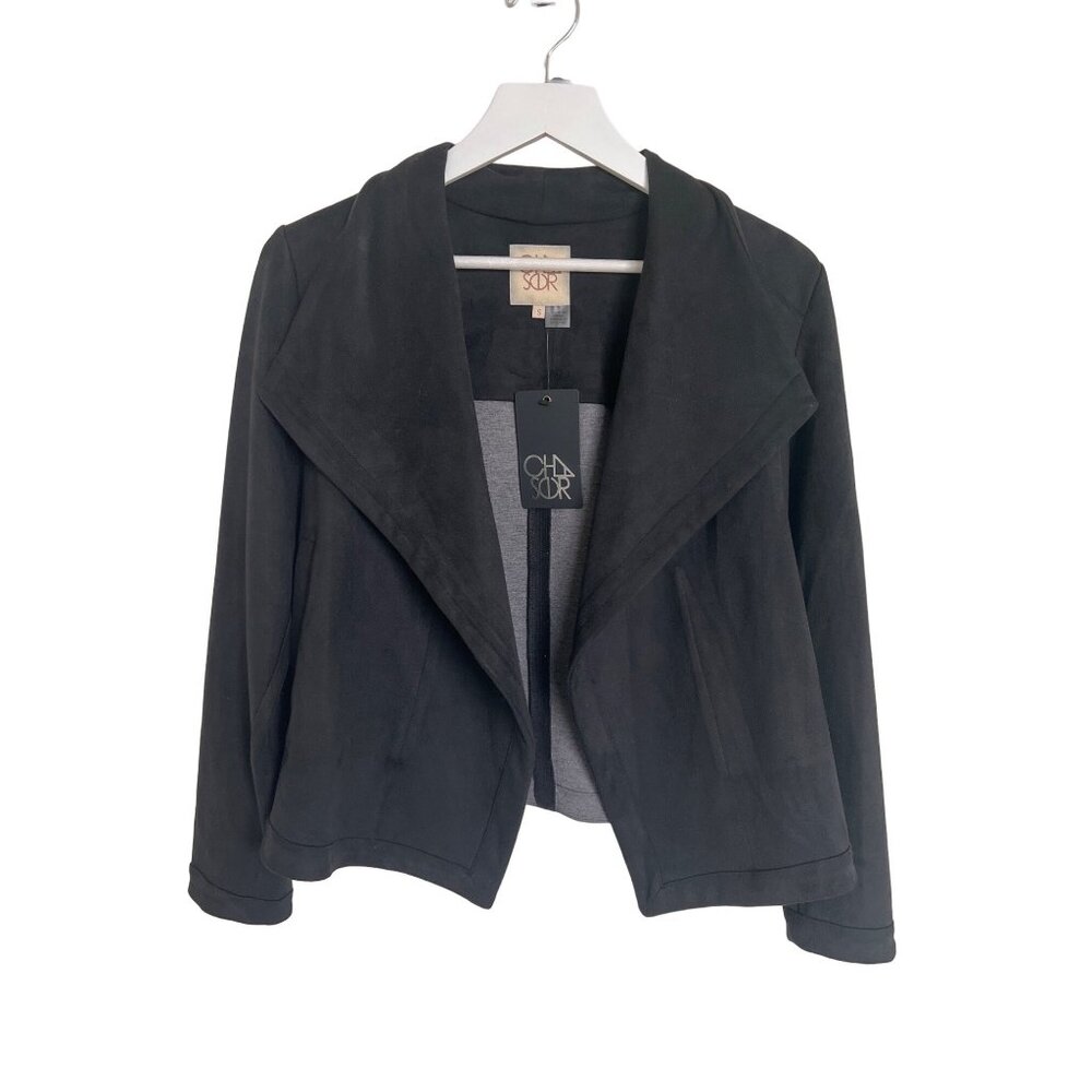 Chaser Black Drape Front Jacket - Picture 2 of 6